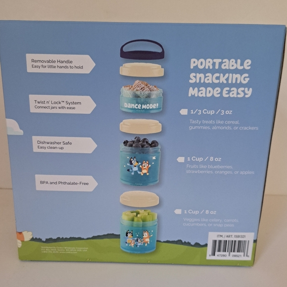 Bluey 3 pack Snack Containers BPA and Phthalate-free Dishwasher Safe Whiskware - Picture 3 of 7